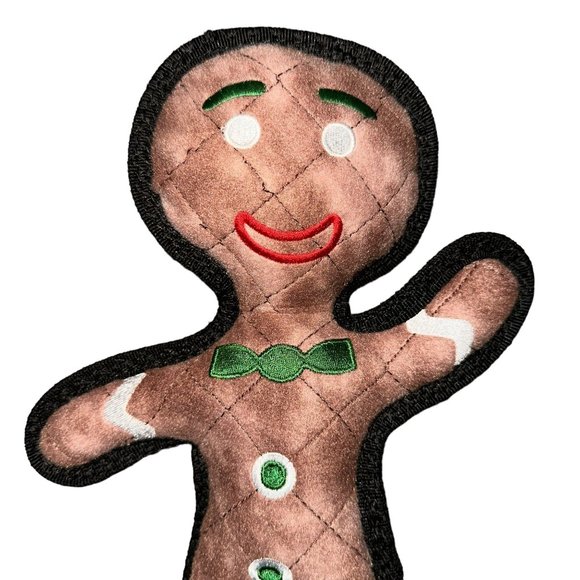 New Rare HTF Tuffy Gear Gingerbread Man Christmas Squeakers 11" Dog Toy Play - Picture 2 of 6
